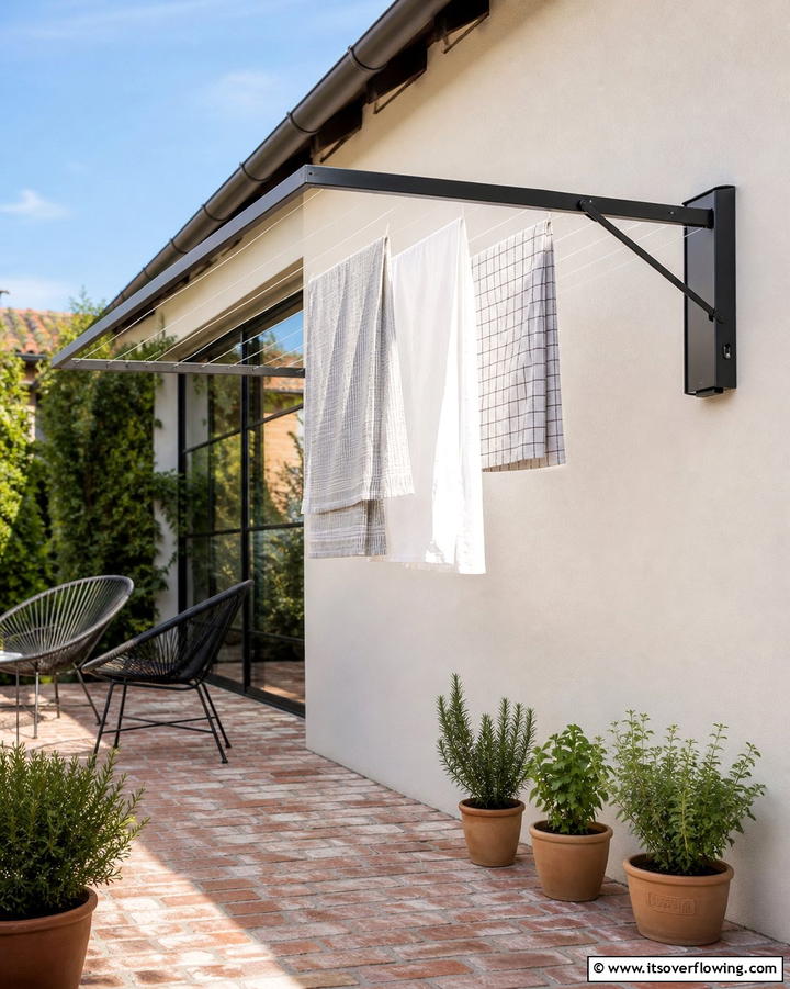 Wall Mounted Foldable Clothesline - 25 Outdoor Clothesline Ideas for Efficient Drying