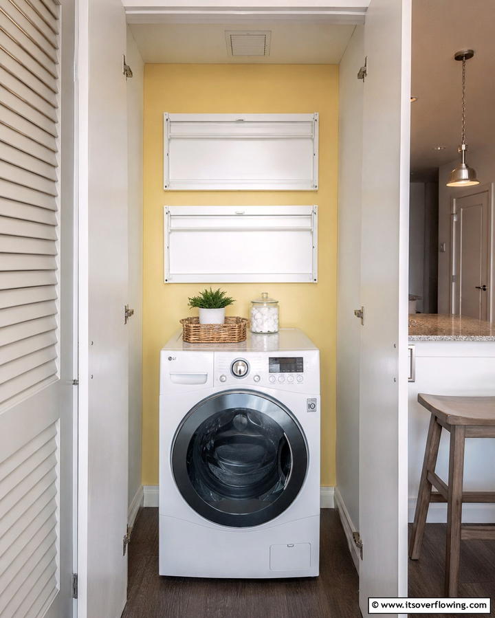 Wall Mounted Foldable Shelves - 25 Creative Laundry Room Shelving Ideas for Organization