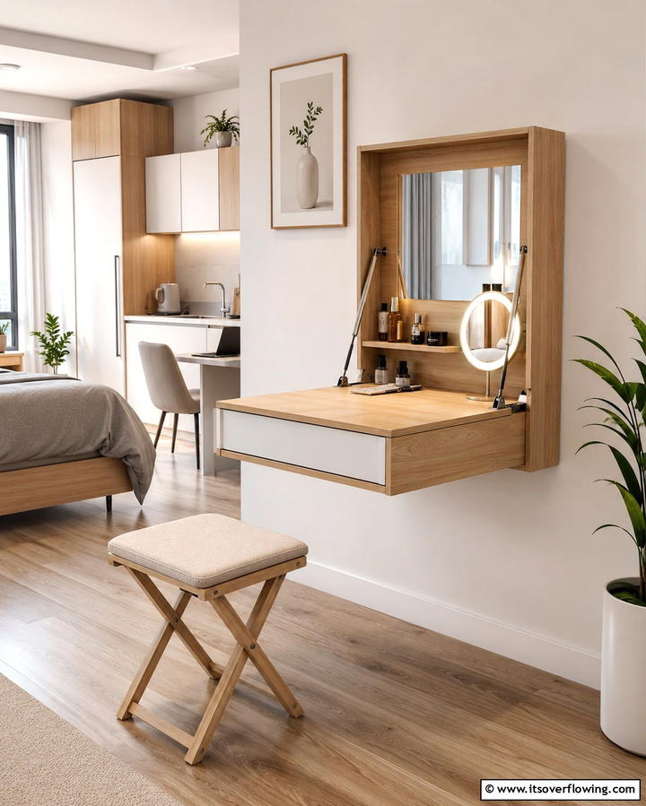 Wall Mounted Foldable Vanity - 25 Stunning Makeup Room Ideas for Every Style