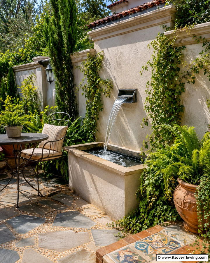 Wall Mounted Fountain - 25 Backyard Fountain Ideas for a Serene Outdoor Space