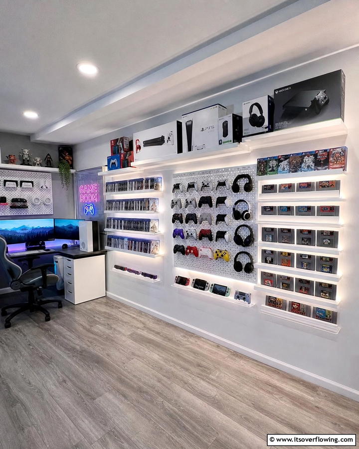 Wall Mounted Game Storage - 25 Exciting Arcade Room Ideas for Game Lovers