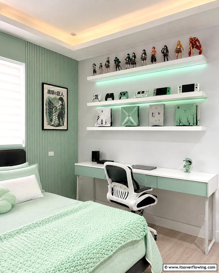 Wall Mounted Gaming Shelves - 25 Gamer Girl Room Ideas for a Fun and Stylish Space