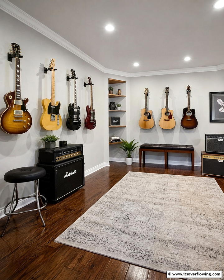 Wall Mounted Guitar Displays - 25 Guitar Room Ideas for Music Lovers