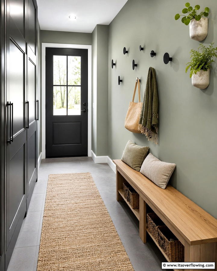 Wall Mounted Hooks - 25 Small Mudroom Ideas to Organize Your Entryway
