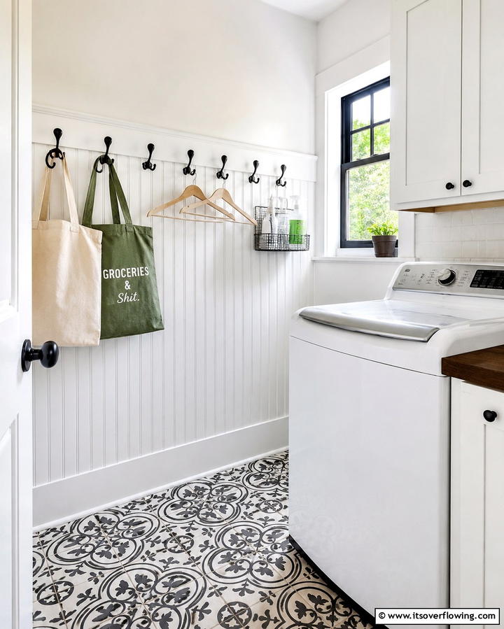 Wall Mounted Hooks for Convenience - 20 Small Laundry Room Ideas With a Top Load Washing Machine