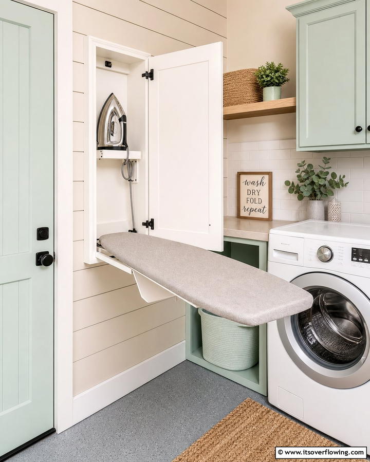 Wall Mounted Ironing Station - 25 Functional Garage Laundry Room Combo Ideas