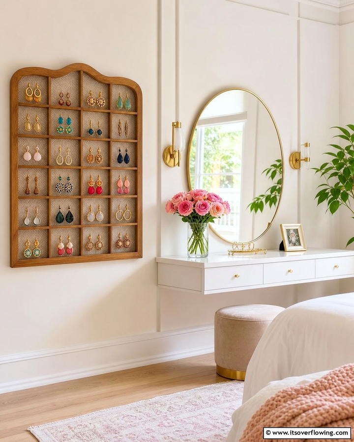 Wall Mounted Jewelry Organizer - 20 Earring Storage Ideas to Keep Your Jewelry Organized