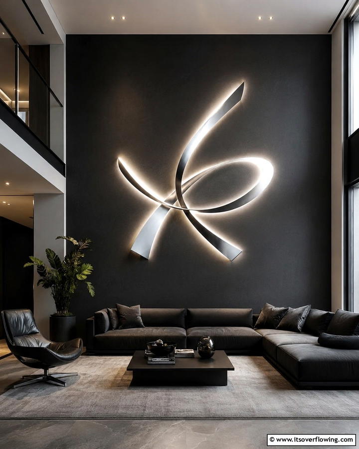 Wall Mounted LED Sculptures - 25 Living Room Wall Lighting Ideas for a Bright and Inviting Space