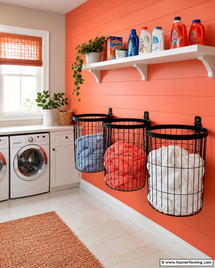 Wall Mounted Laundry Basket Holders - 25 Laundry Basket Storage Ideas for a Tidy Home