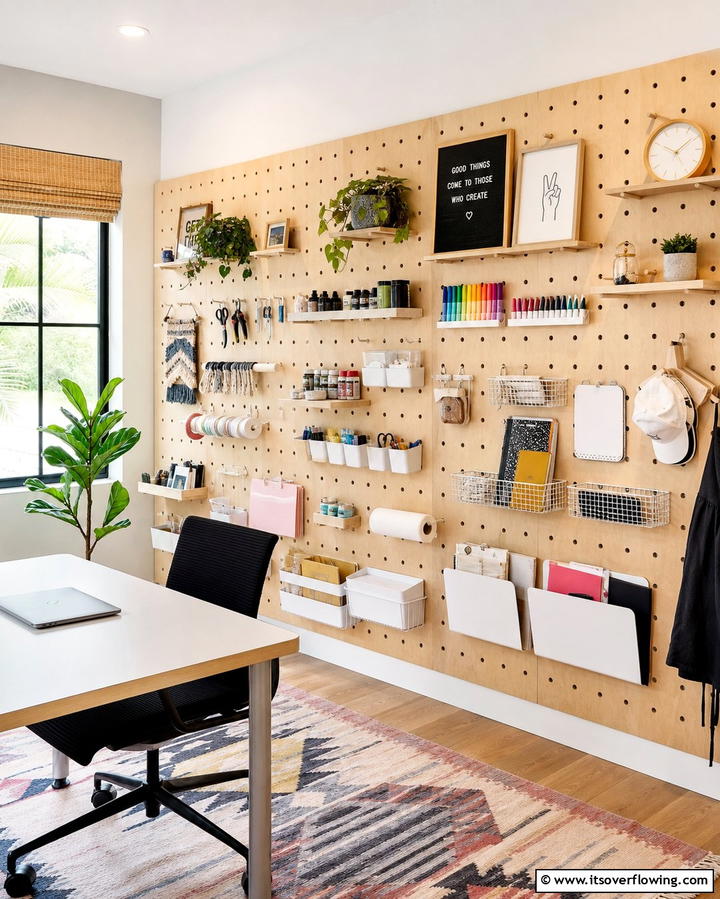 Wall Mounted Pegboards - 25 Office Storage Ideas to Keep Your Workspace Organized and Clutter-free