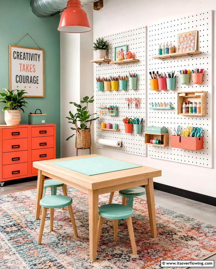 Wall Mounted Pegboards - 25 Playroom Storage Ideas to Keep Your Kids’ Space Organized