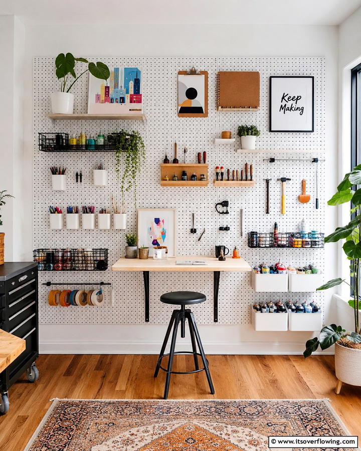 Wall Mounted Pegboards - 20 Studio Furniture Ideas for Small Spaces