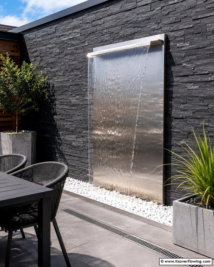 Wall Mounted Pondless Waterfall - 25 Pondless Waterfall Design Ideas for a Serene Backyard