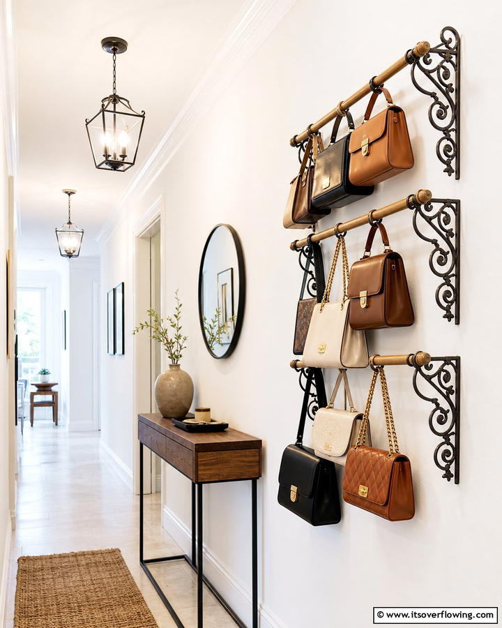 Wall Mounted Purse Rack - 17 Purse Storage Ideas for Organized Closets and Entryways