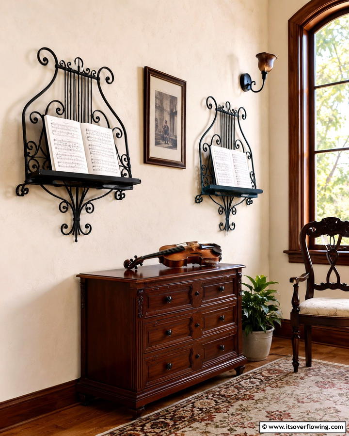 Wall Mounted Sheet Music Holders - 25 Music Room Ideas to Create the Perfect Sound Space