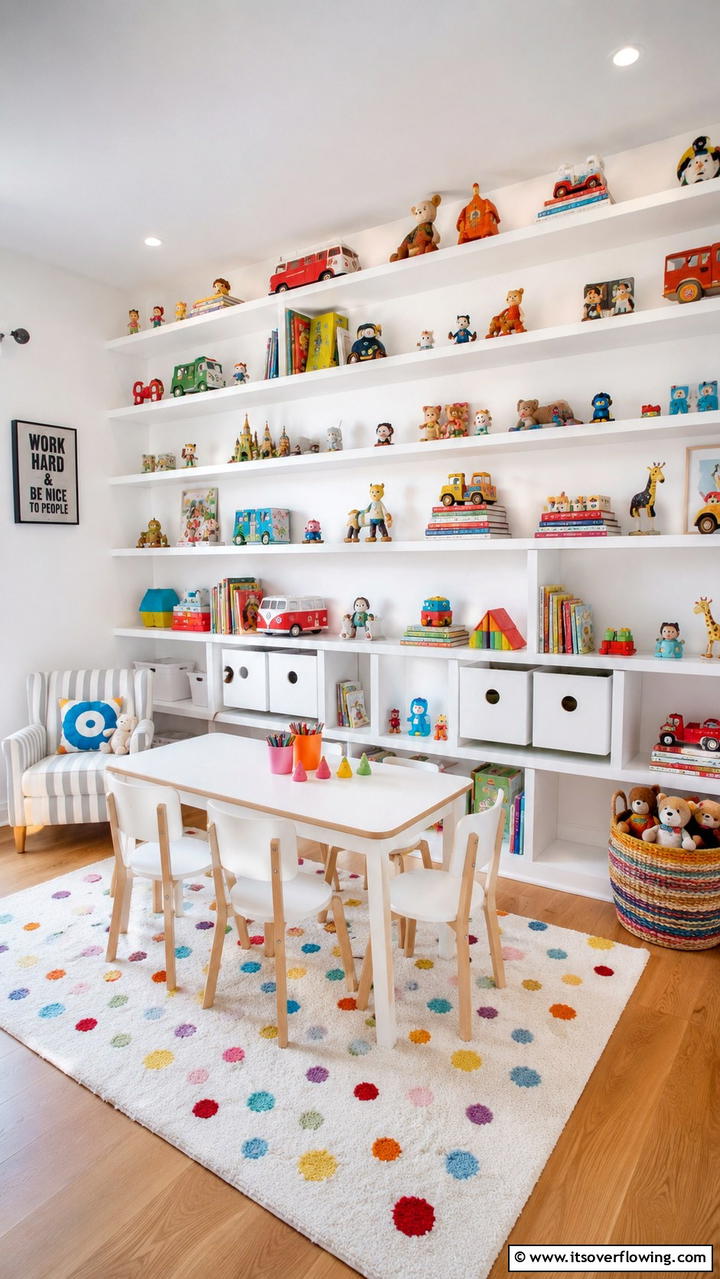 Wall Mounted Shelves - 21 Smart Toy Storage Ideas to Declutter Kids’ Spaces Efficiently