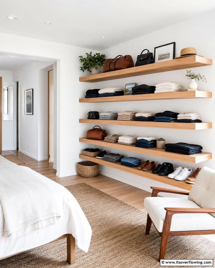Wall Mounted Shelves - 21 Smart Clothes Storage Ideas to Declutter Your Home