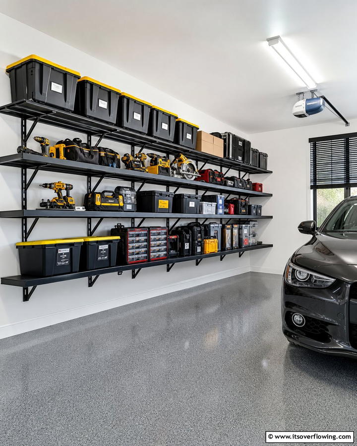 Wall Mounted Shelves for Efficiency - 21 Garage Storage Ideas to Organize Your Cluttered Space