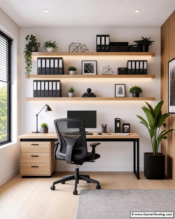 Wall Mounted Shelves for Space Optimization - 25 Office Shelving Ideas to Maximize Storage and Style
