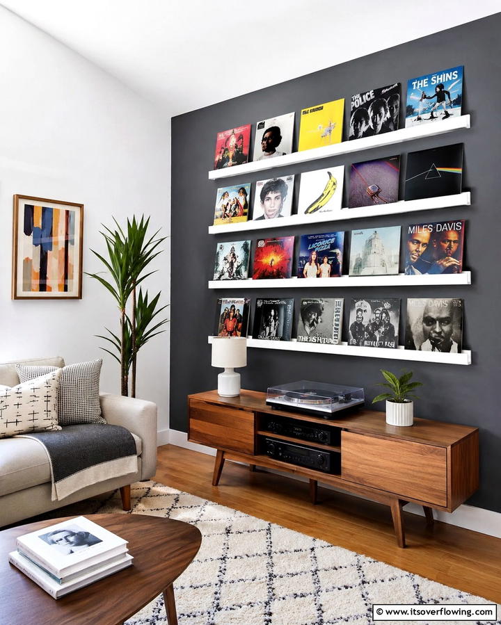 Wall Mounted Shelves for Vertical Display - 20 Vinyl Record Storage Ideas for Music Lovers