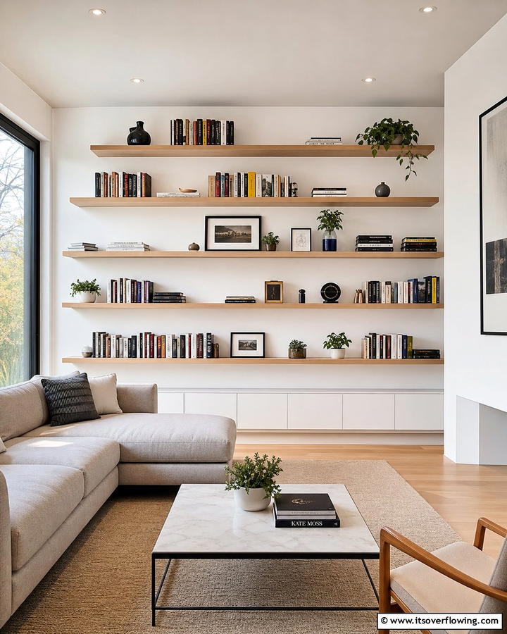 Wall Mounted Shelves - 21 Living Room Toy Storage Ideas for Organized Spaces