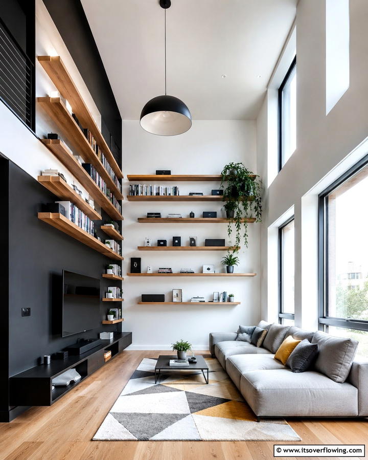 Wall Mounted Shelving - 25 Small Apartment Ideas for Guys- Stylish & Functional