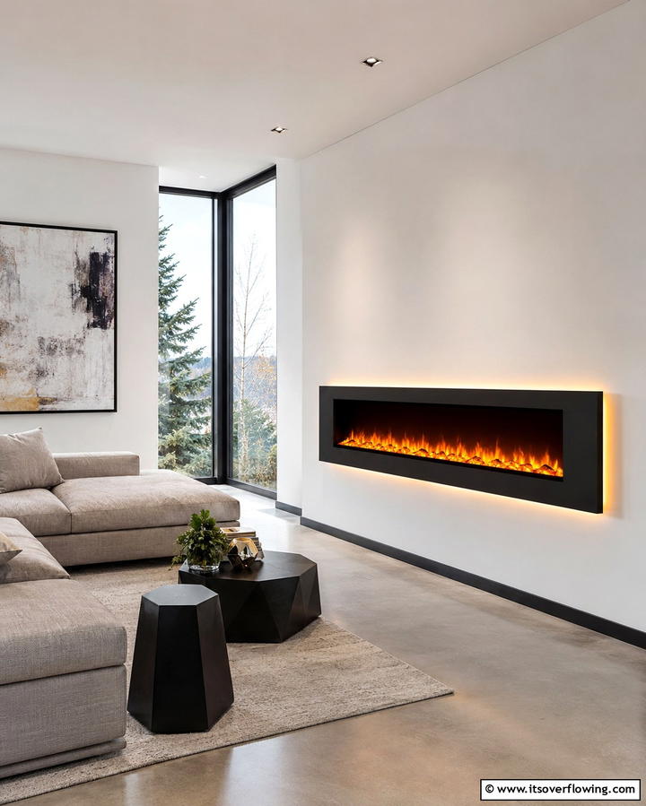 Wall Mounted Sleek Electric Fireplaces - 25 Electric Fireplace Ideas for Cozy and Modern Homes