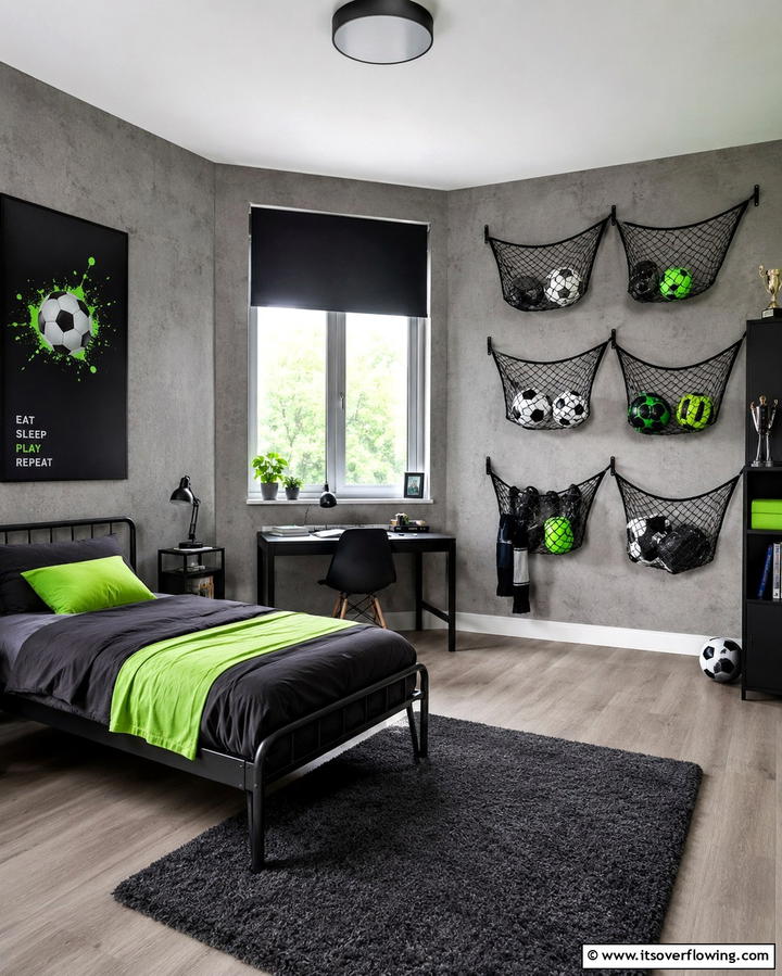 Wall Mounted Soccer Nets - 30 Sporty Soccer Bedroom Ideas for Young Athletes