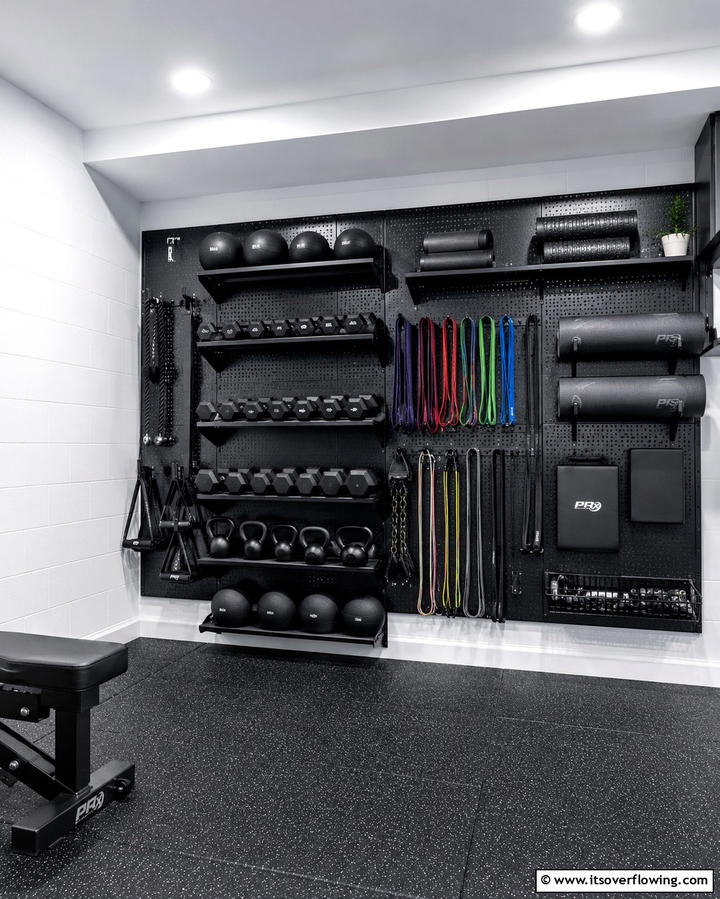 Wall Mounted Storage Units - 25 Basement Gym Ideas for Your Home Workout Space