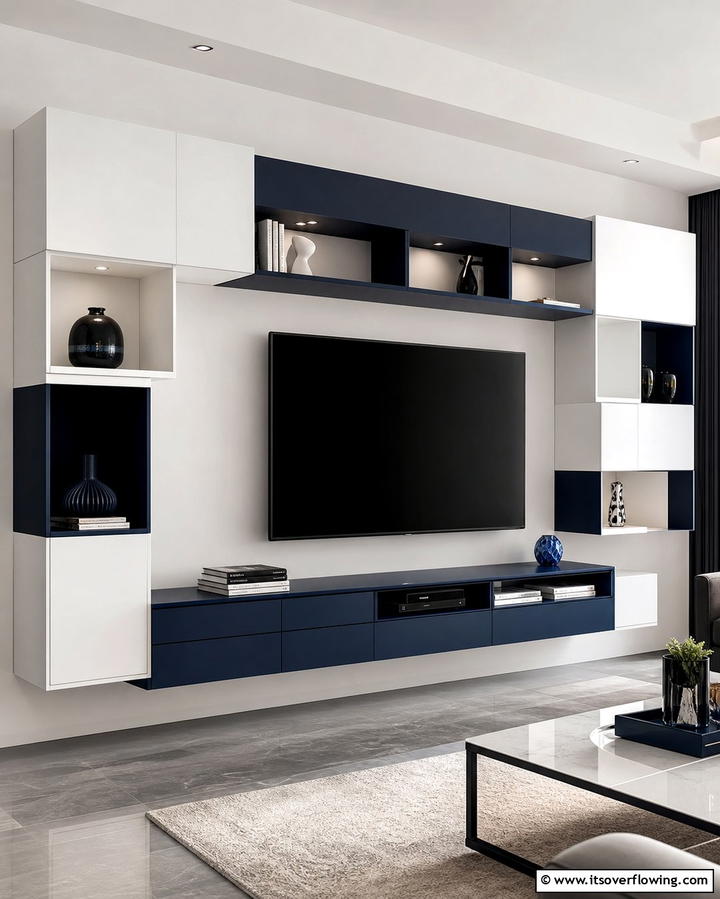 Wall Mounted Storage Units for a Sleek Look - 25 Small Living Room Ideas With TV for Cozy Nights