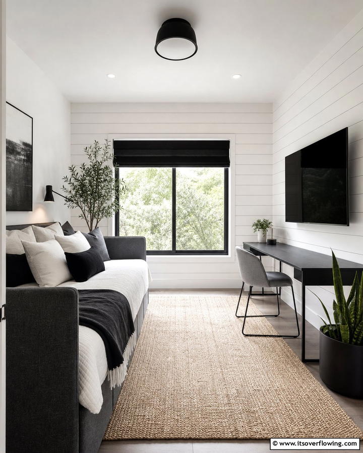Wall Mounted TV for Entertainment - 25 Office Guest Room Ideas for a Functional and Stylish Space