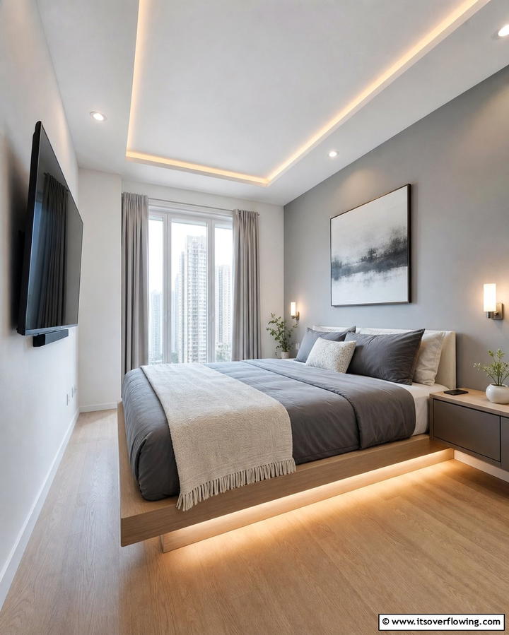 Wall Mounted TV for Space Optimization - 25 Bedroom TV Ideas for Stylish Entertainment