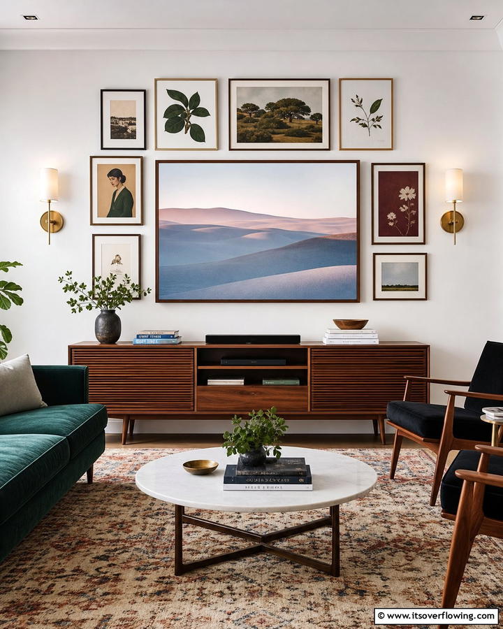 Wall Mounted TV with Frame - 20 Parlor Room Ideas to Revitalize Your Living Space