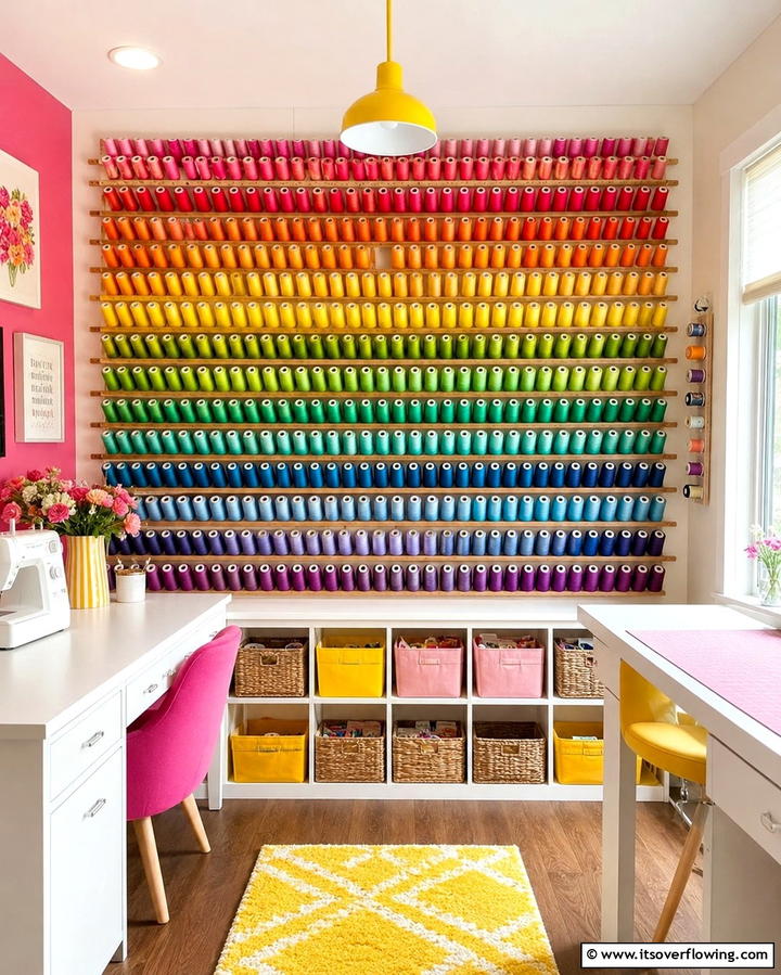 Wall Mounted Thread Rack - 25 Sewing Room Ideas for Crafters and Hobbyists