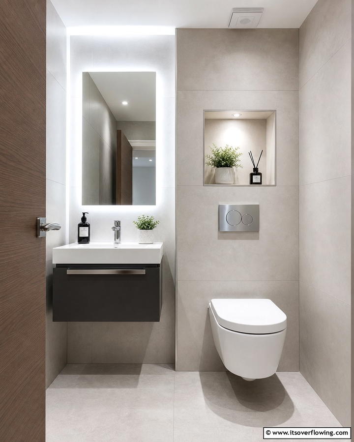 Wall Mounted Toilets for Space Efficiency - 25 Downstairs Toilet Ideas for Small Spaces