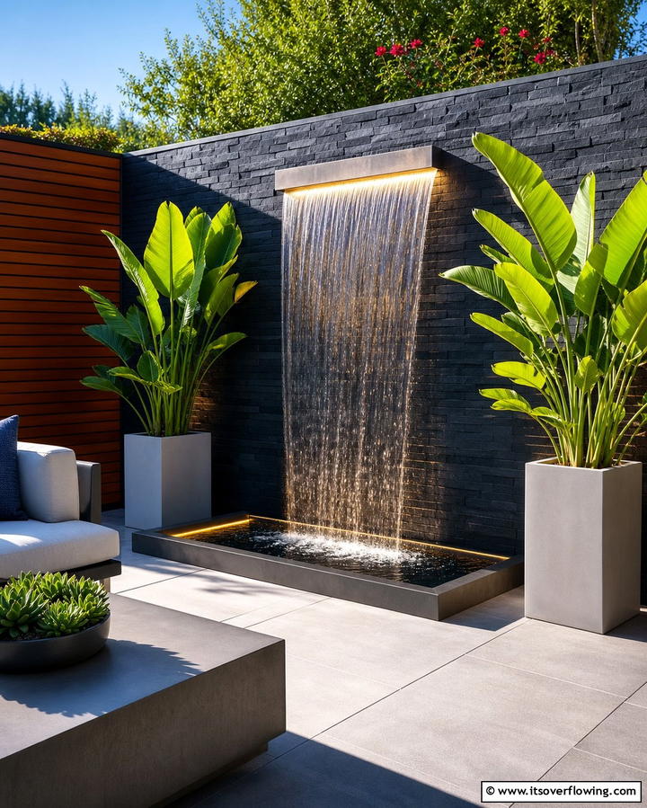 Wall Mounted Waterfall - 25 Backyard Waterfall Ideas for a Tranquil Retreat
