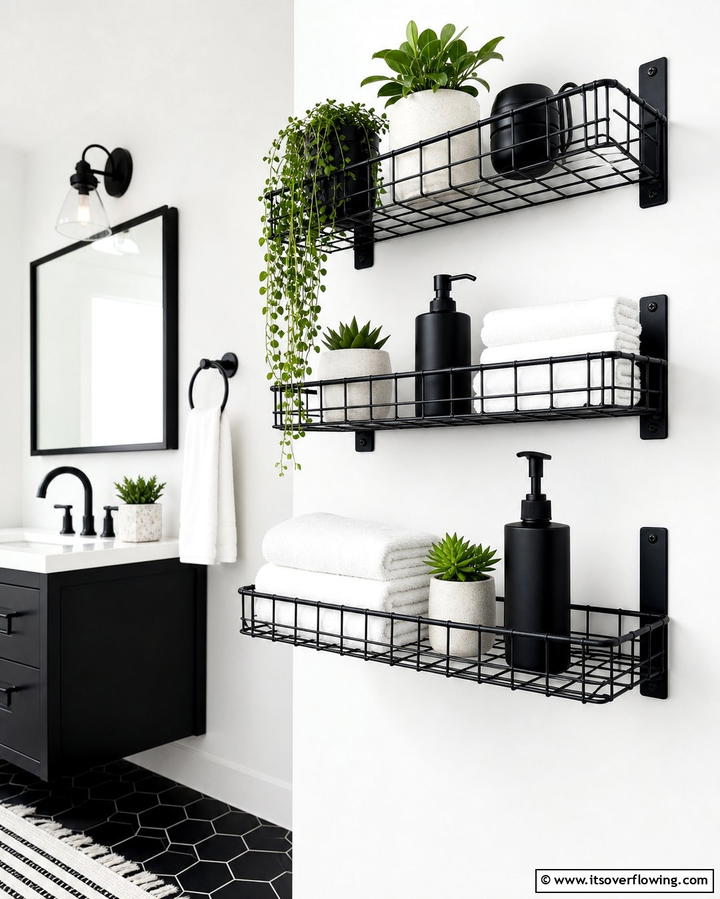 Wall Mounted Wire Shelves - 25 Bathroom Shelf Ideas for Organized and Stylish Storage