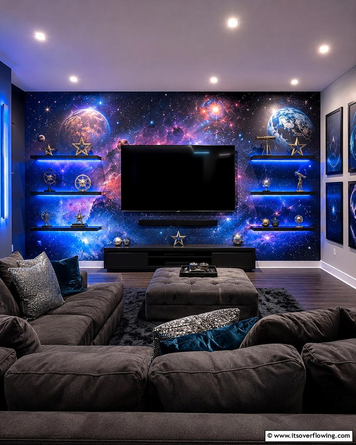 Wall Murals for Visual Impact - 20 Small Media Room Ideas for Cozy Entertainment