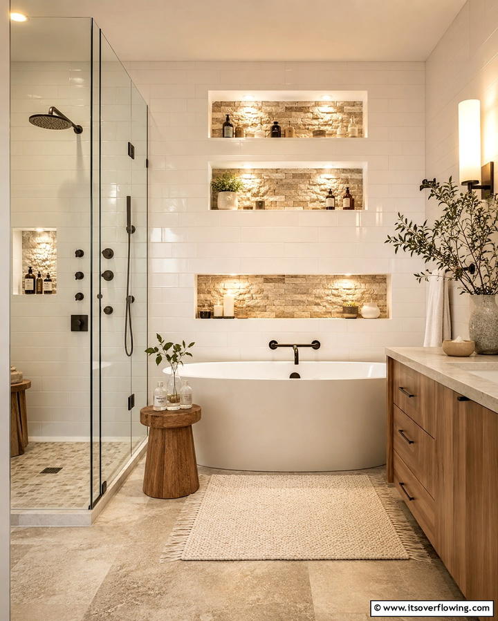 Wall Niches for Functional Elegance - 20 Zen Bathroom Ideas for a Relaxing Retreat
