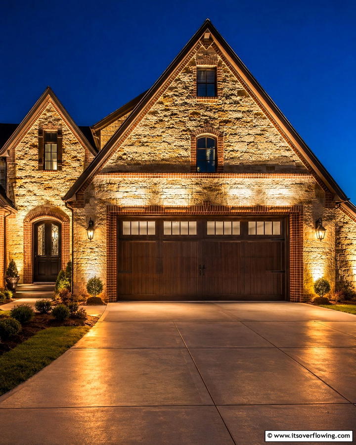Wall Wash Lighting to Highlight Textures - 25 Exterior Garage Lighting Ideas to Illuminate Your Home