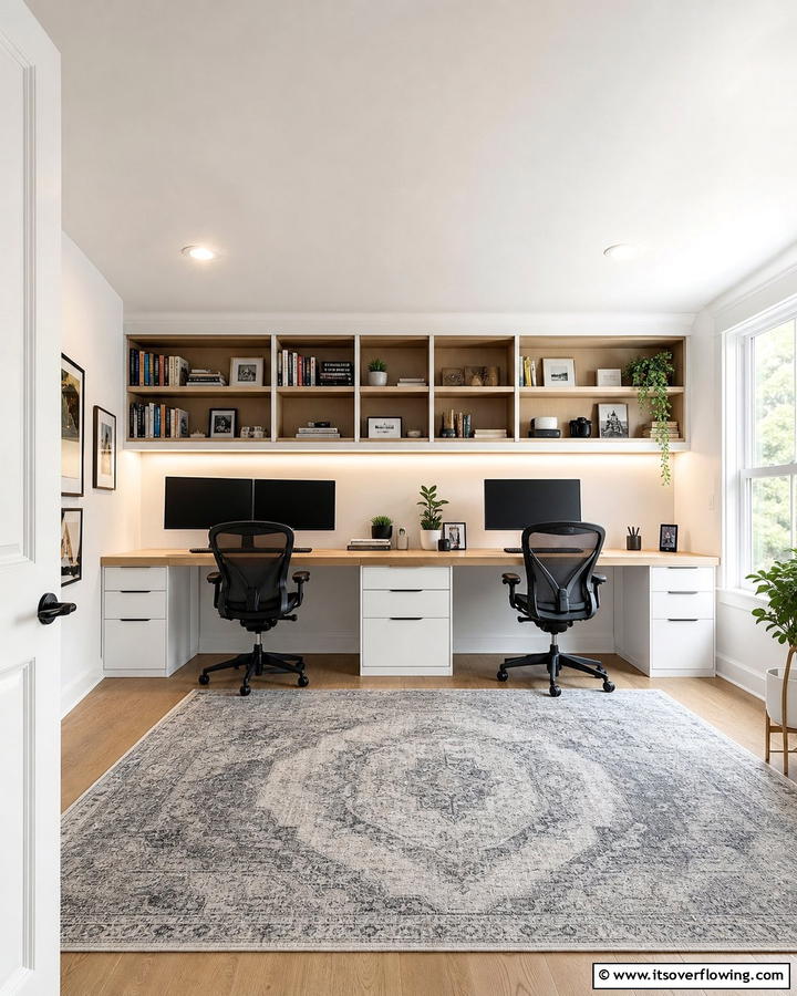 Wall to Wall Desk Setup - 25 Stylish Built-in Desk Ideas for Your Home Office