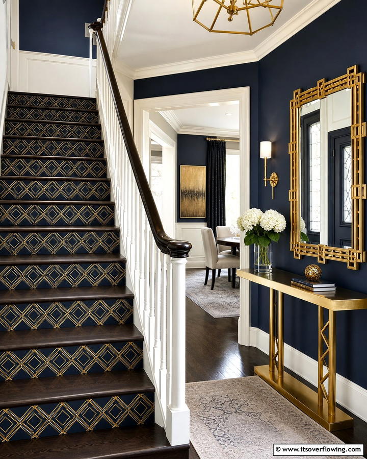 Wallpaper Accents - 25 Stair Riser Ideas to Enhance Your Home’s Interior