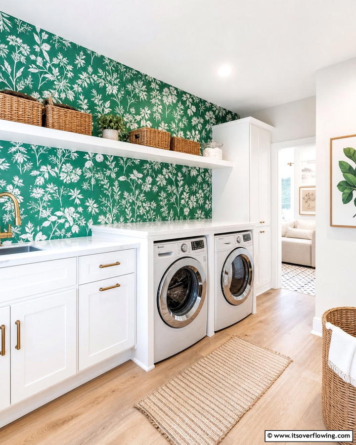 Wallpaper Backsplash - 20 Laundry Room Backsplash Ideas for a Stylish and Practical Space