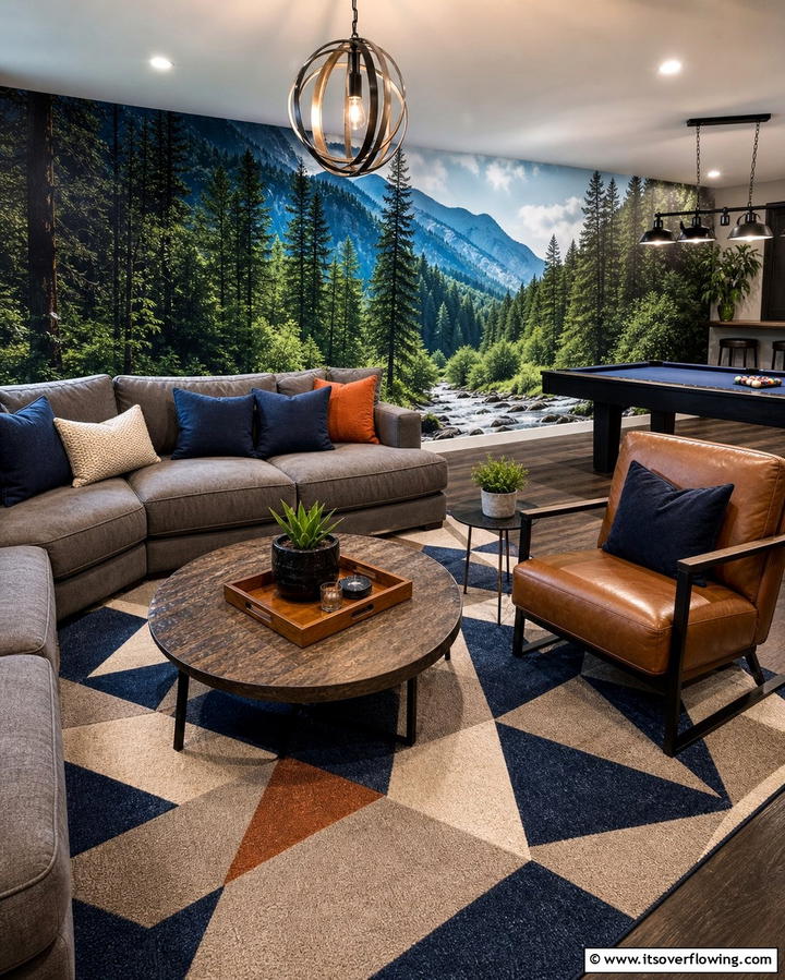 Wallpaper Murals for Artistic Flair - 25 Basement Accent Wall Ideas to Transform Your Space