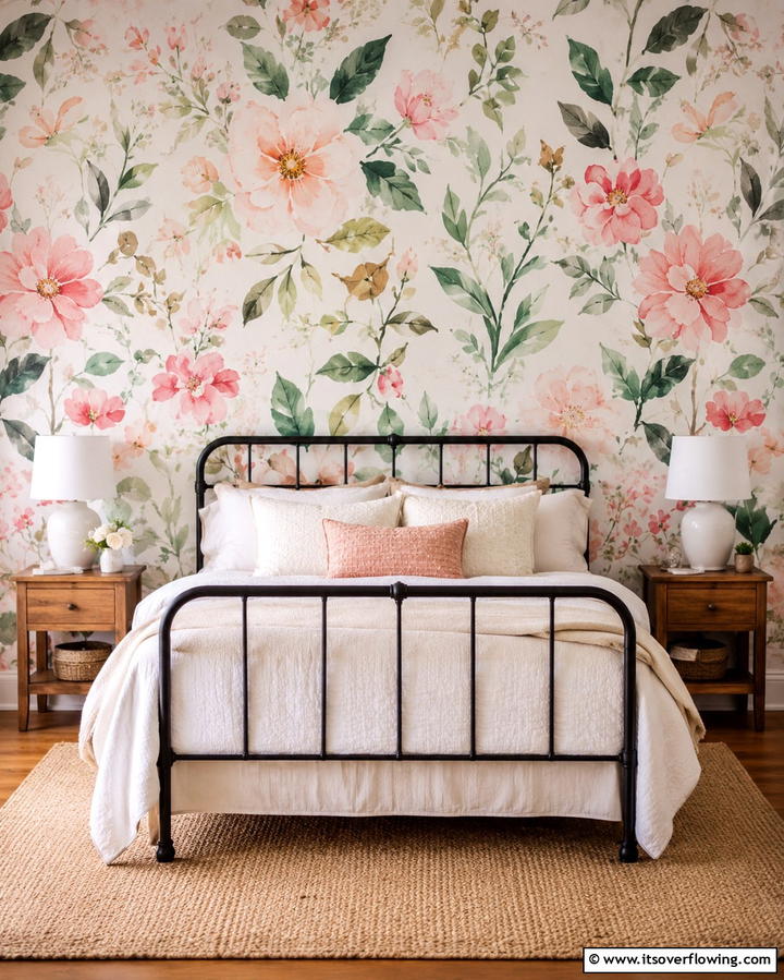 Wallpapered BackdropOne - 25 No Headboard Ideas for a Modern and Minimalist Bedroom