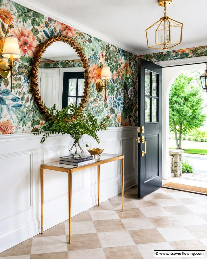 Wallpapered Wainscoting for a Creative Twist - 20 Creative Wainscoting Entryway Ideas to Welcome Guests
