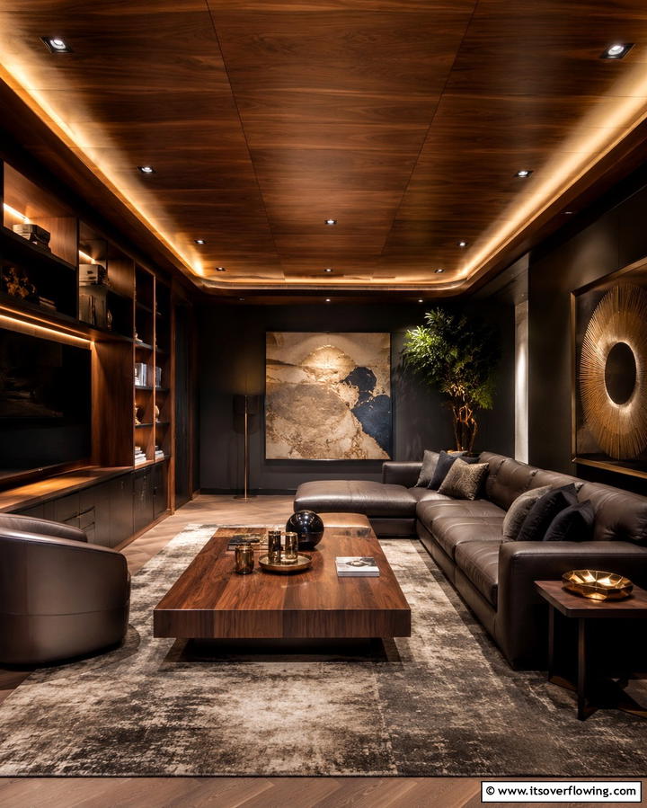 Walnut Wood Ceilings for Rich Warmth - 25 Wood Ceiling Ideas to Elevate Your Interior