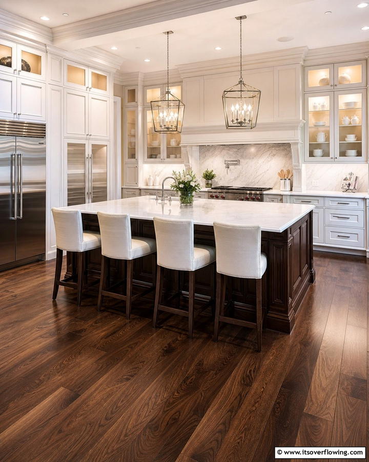 Walnut Wood Floors for Richness - 20 Kitchens With Wood Floors for a Warm and Inviting Feel