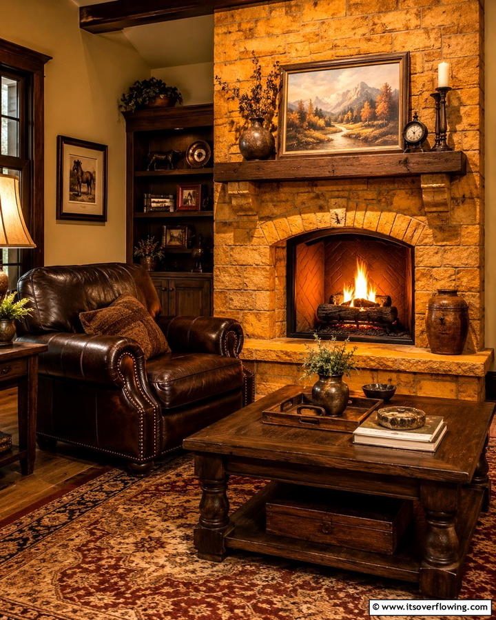 Warm Amber Glow - 30 Fireplace Paint Color Ideas for a Fresh Update