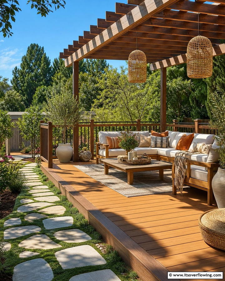 Warm Amber and Teak - 30 Two-Tone Deck Color Schemes for Dynamic Outdoor Spaces